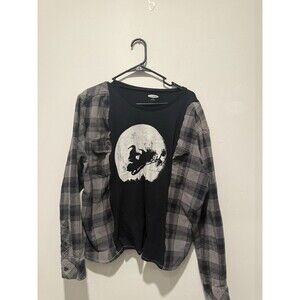 Reworked Upcycle Grunge Oversize  Santa Sled ChristmasFlannel Sweater M/L
